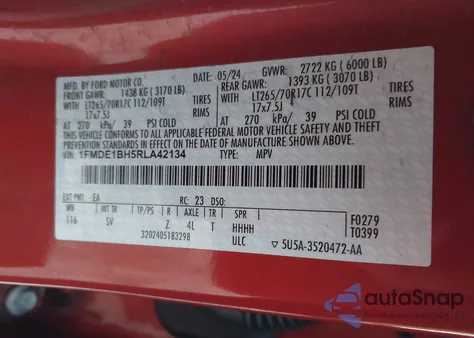 2024 Ford Bronco Black Diamond z USA, uszkodzony, nr VIN 1FMDE1BH5RLA42134